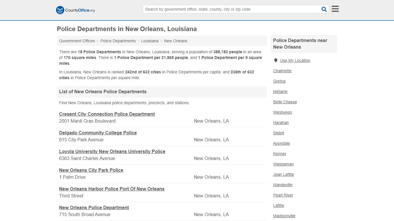 Police Departments - New Orleans, LA (Arrest Records & Police Logs)