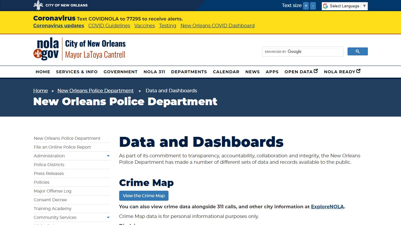 NOPD - Data - City of New Orleans